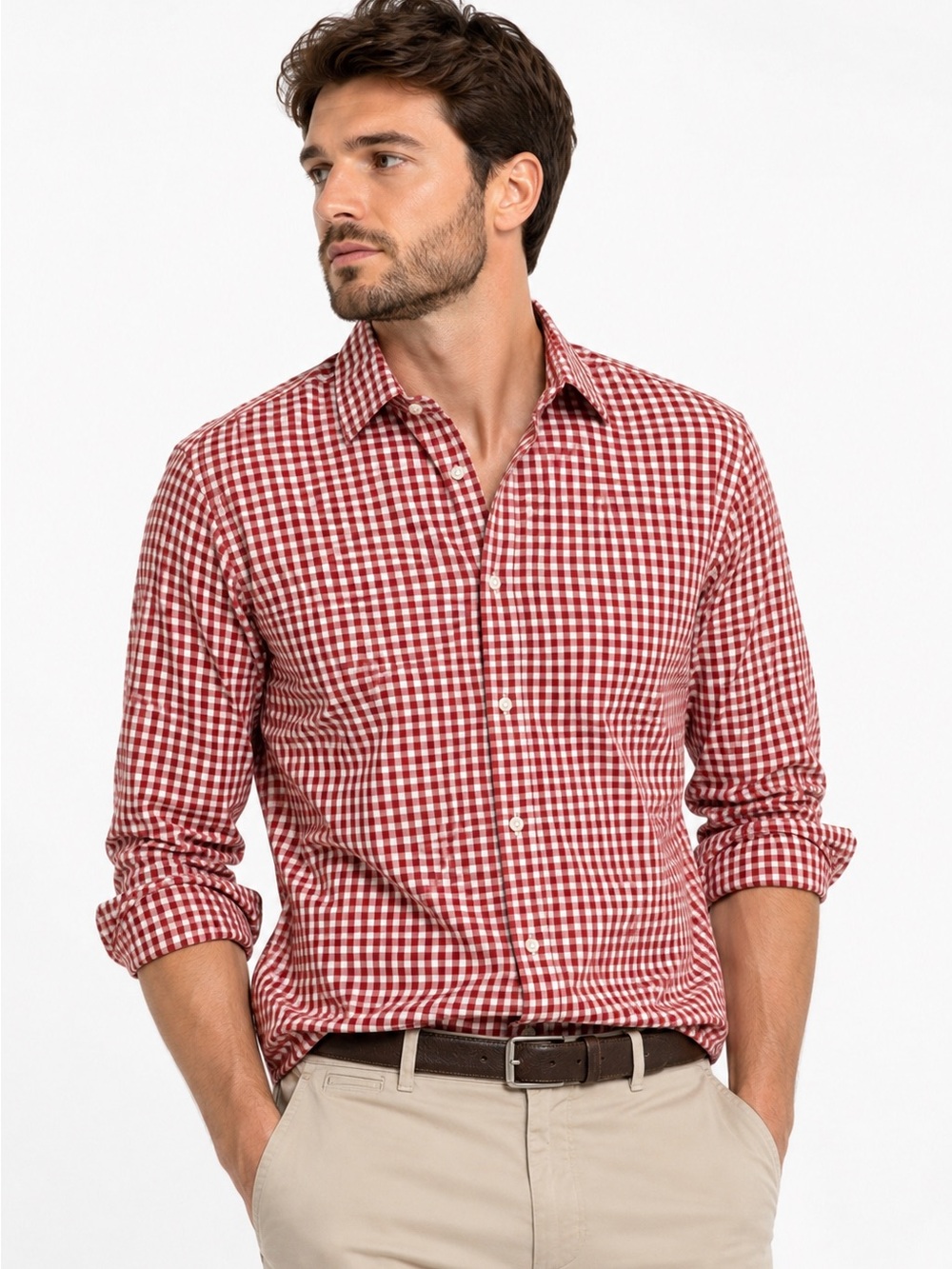 Banana Republic Red Gingham Button Down Shirt Men Medium Classic Fit